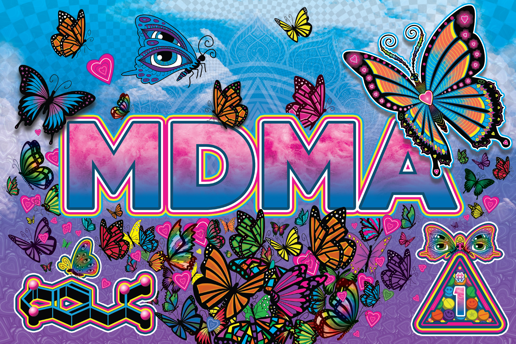 The front of the DanceSafe MDMA card.