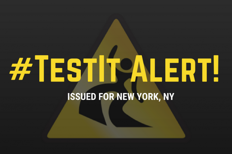 #TestIt Alert issued for New York, NY