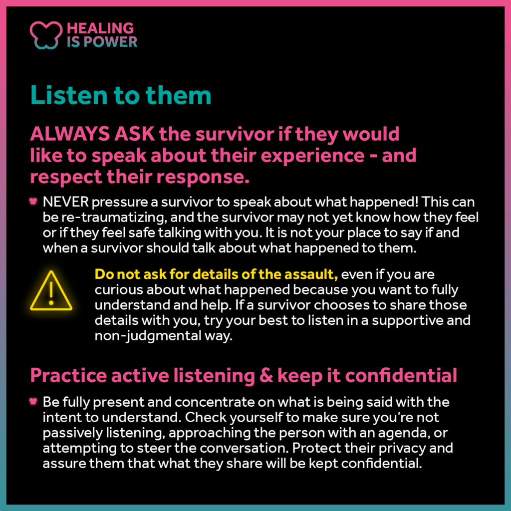 Emphasizing that listening to the person who was harmed is critical.
