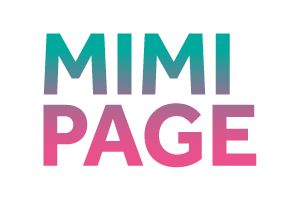 Mimi Page's blue-to-pink logo.