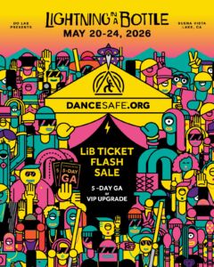 one zillion cute cartoon ravers all partying at Lightning In A Bottle. text reads "LIB Ticket Flash Sale: 5-day GA or VIP Upgrade"